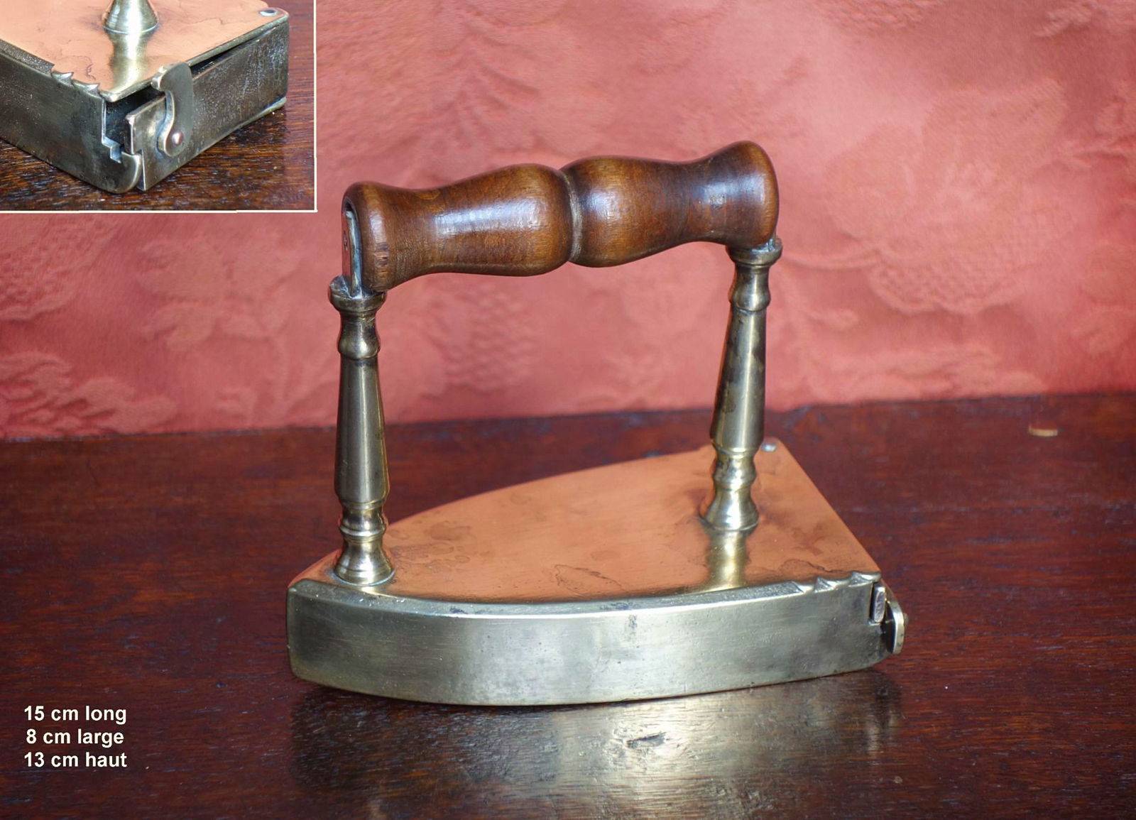 Ancien Fer à repasser avec lingot XIXe, Europe du nord