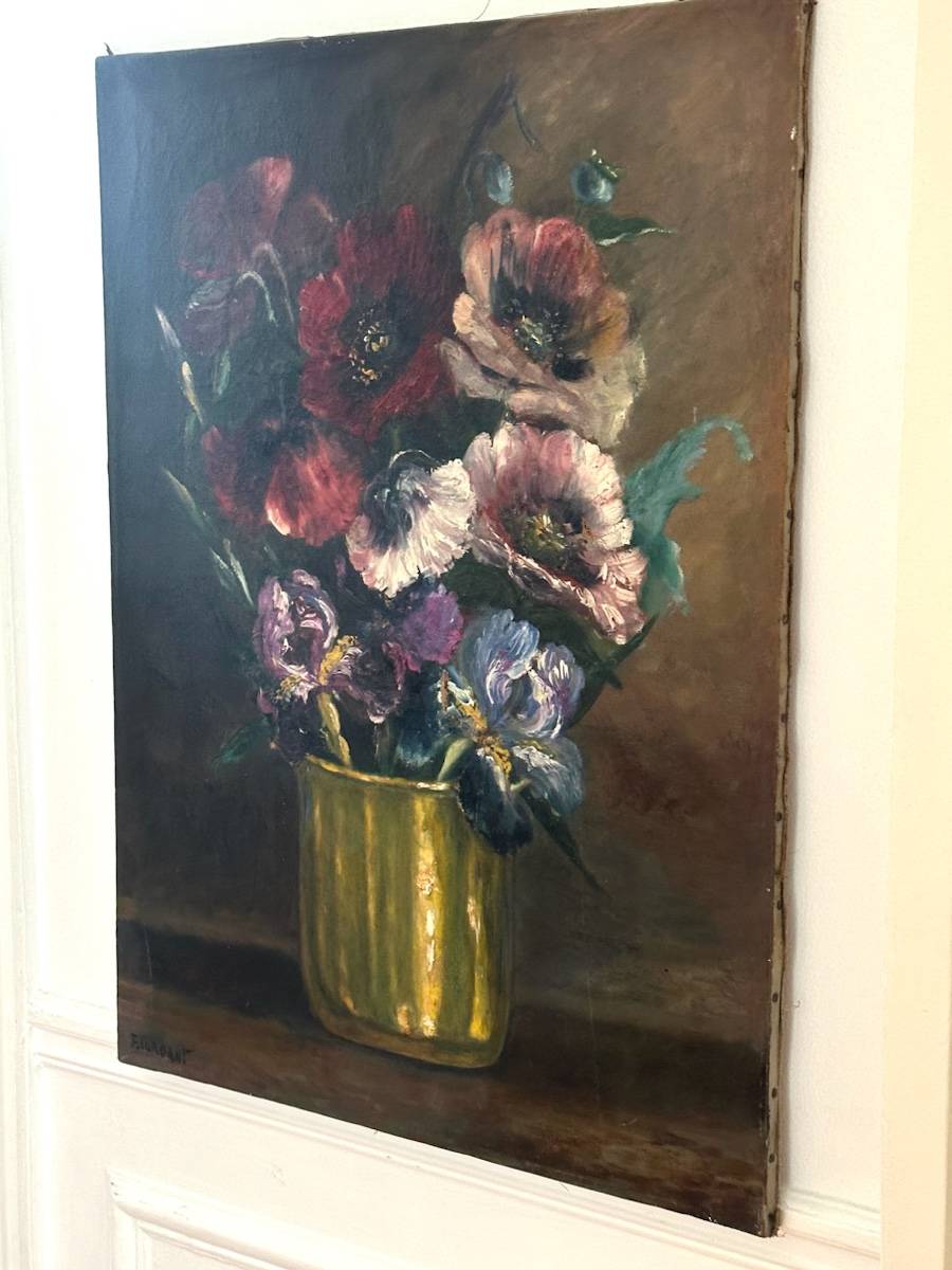 Ancienne huile sur toile - Les pensées d’or