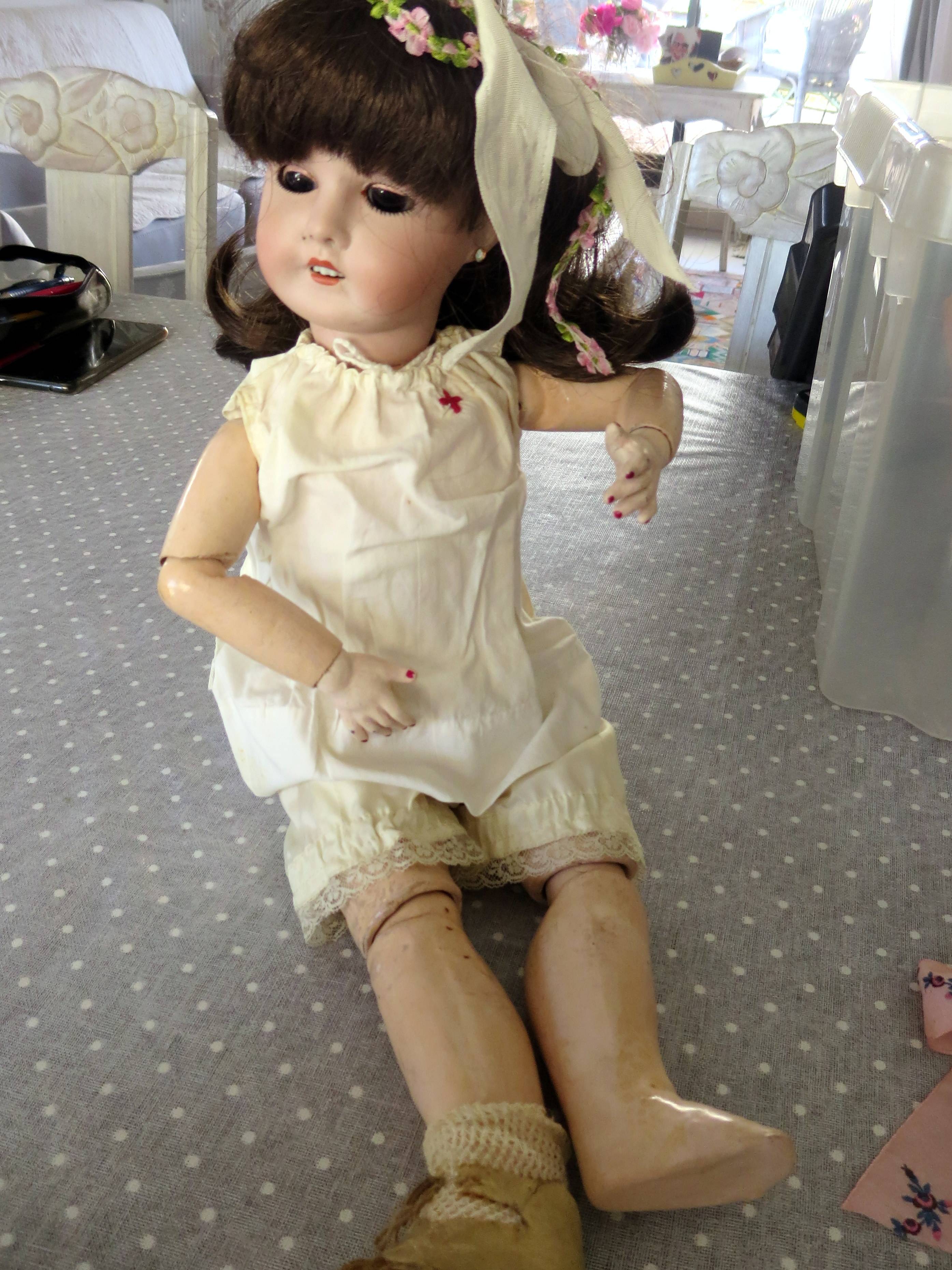 ANCIENNE POUPÉE TÊTE porcelaine Unis France 60 - Yeux dormeurs EUR 80,00 - FR