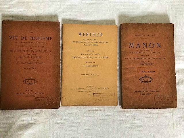 Anciens livrets d’opéra trois exemplaires œuvres variées