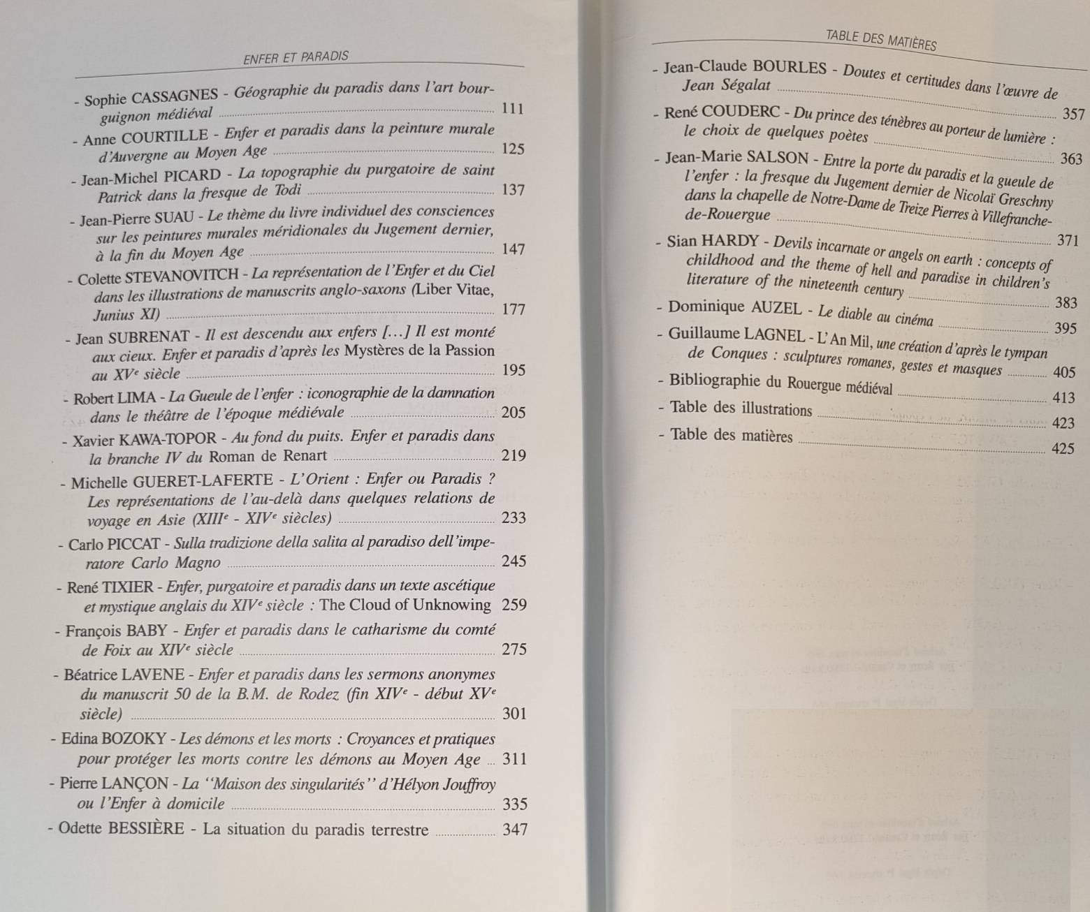 Vends livre sur le thème "Paradis et enfer, l’Au-delà dans l’art et la littérature en Europe"