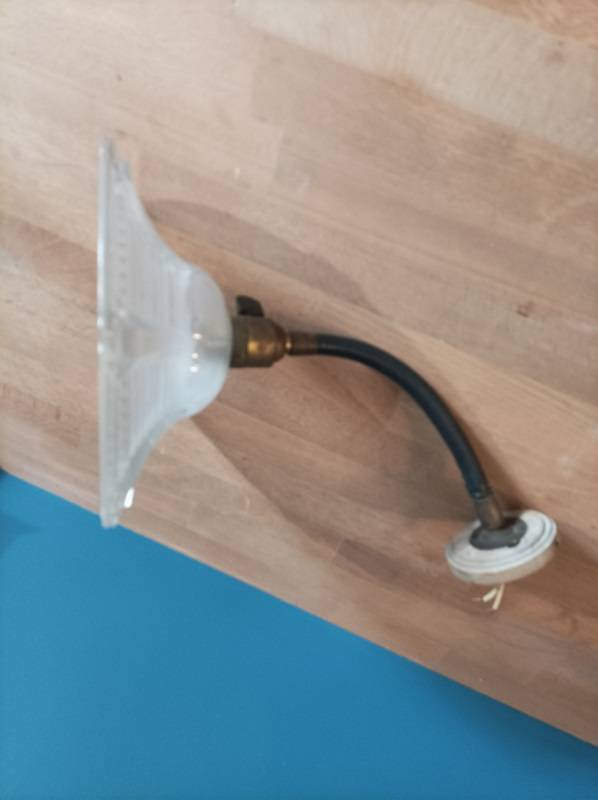 Ancien Clip Bougie Sur Support Abat-jour Verre - Lanterne Chinoise Bleue - TEL QUEL