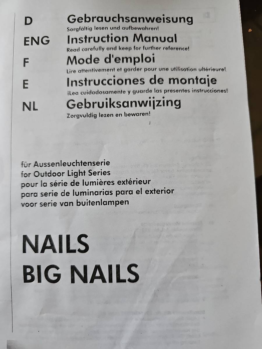 Applique murale inoxydable nails big nails réf 229132