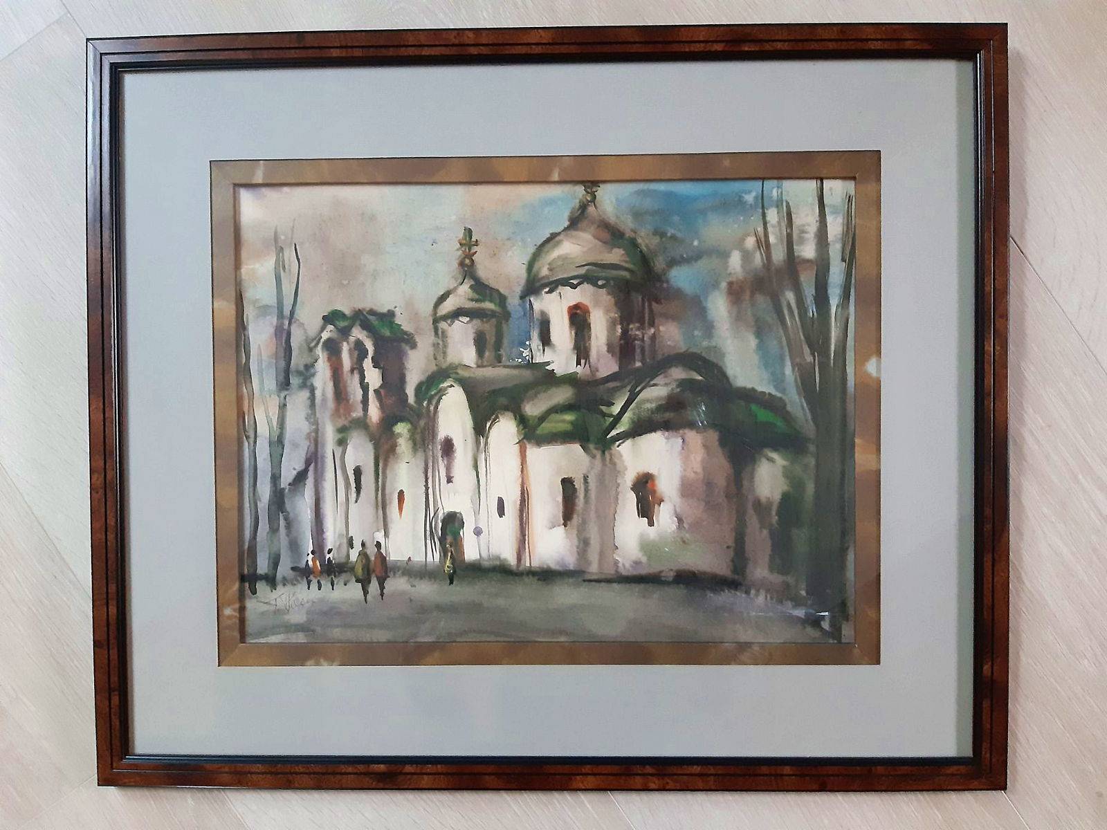 Aquarelle signée Eglise Russe