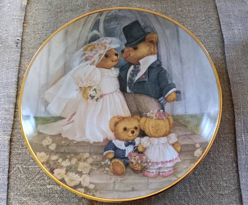 Assiette décorative en porcelaine Thème Mariage ou Oursons