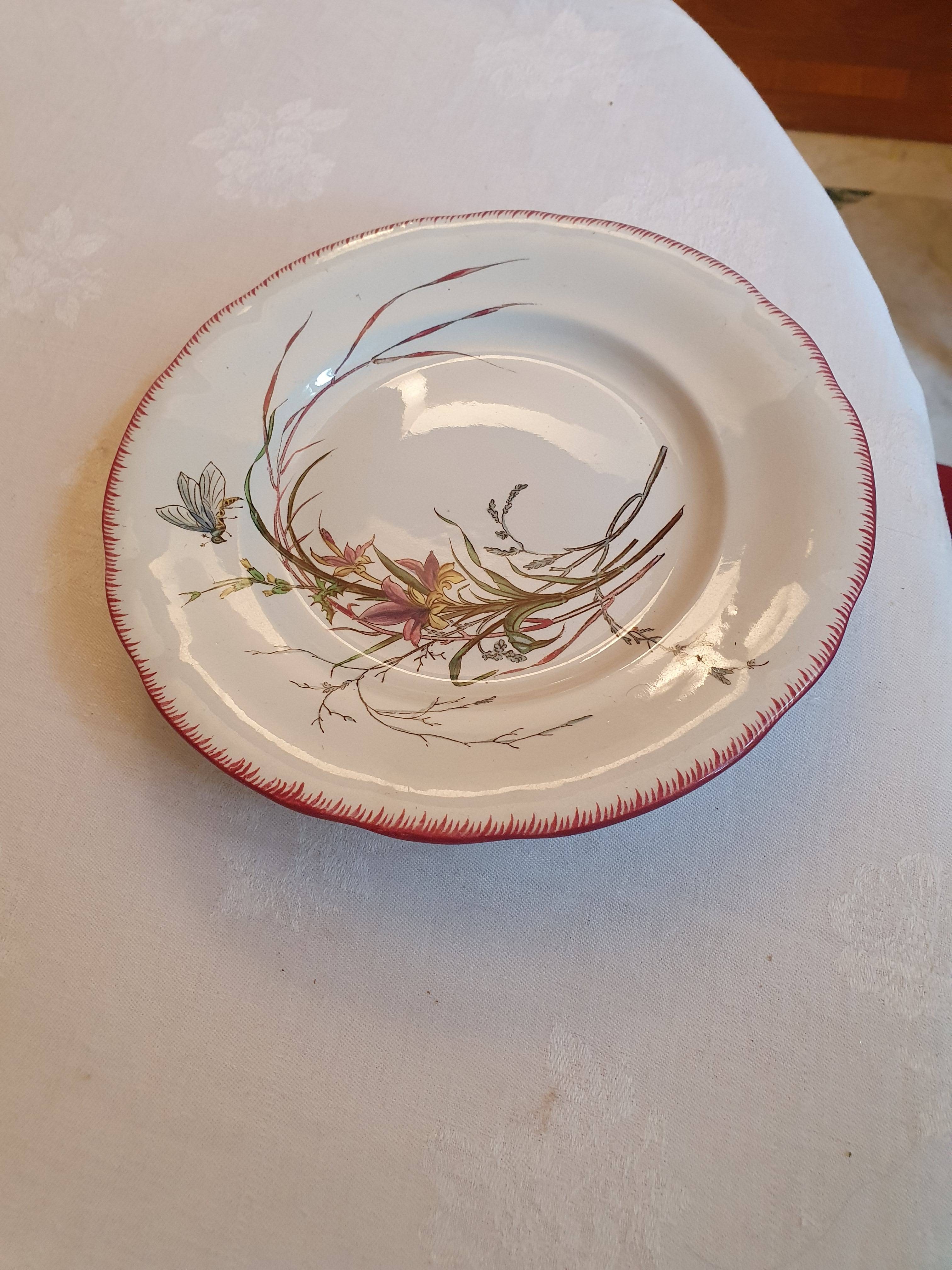 Assiette montée sur pied "Papillon" Sarreguemines 19ème