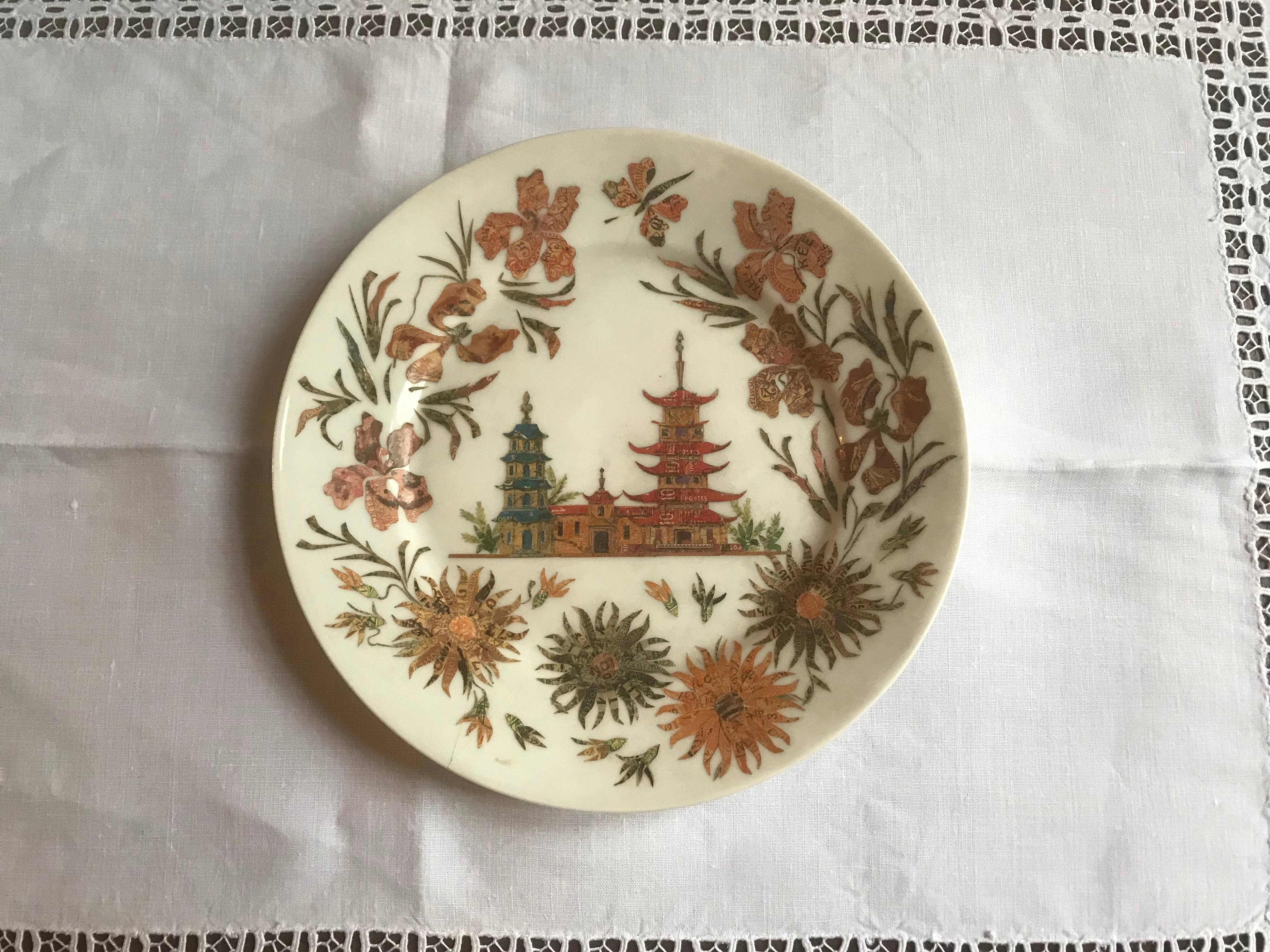 Assiette Latérale Antique Rockingham Works Brameld 1830-1842 - Décorée à La Main, Verte