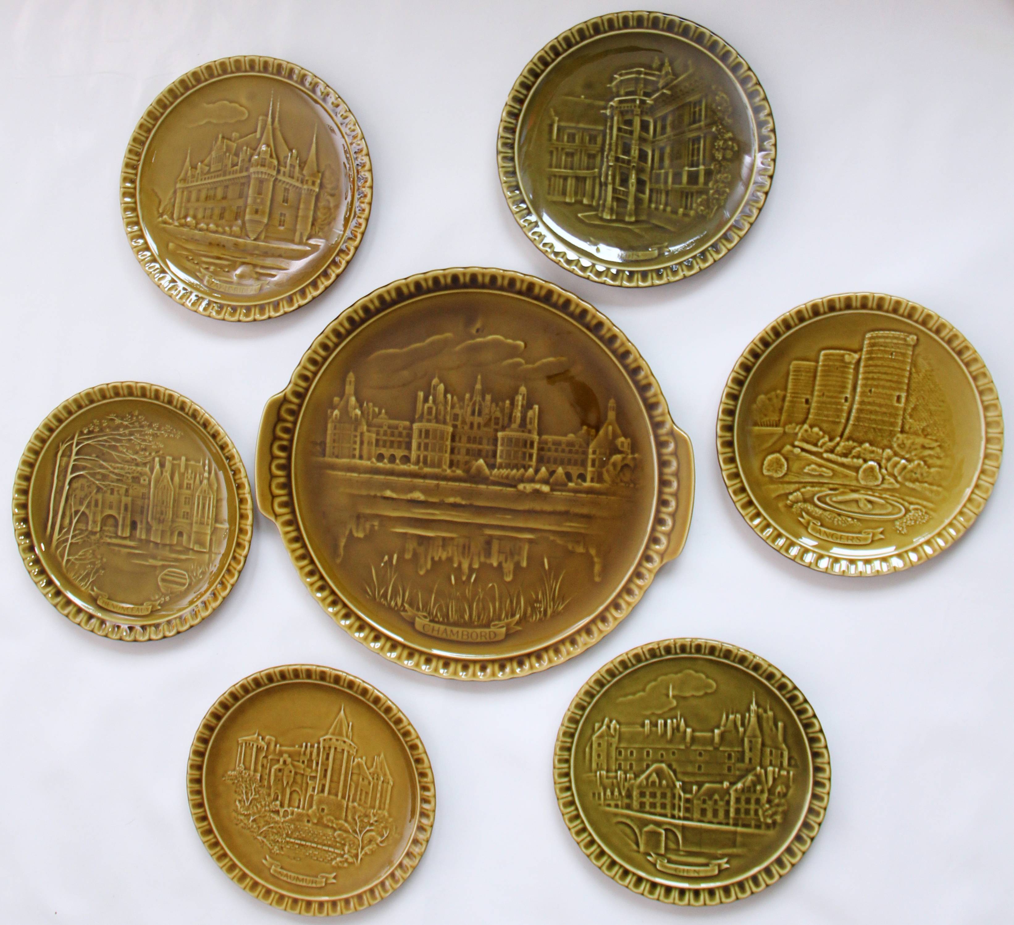 Assiettes à dessert Gien Châteaux de la Loire
