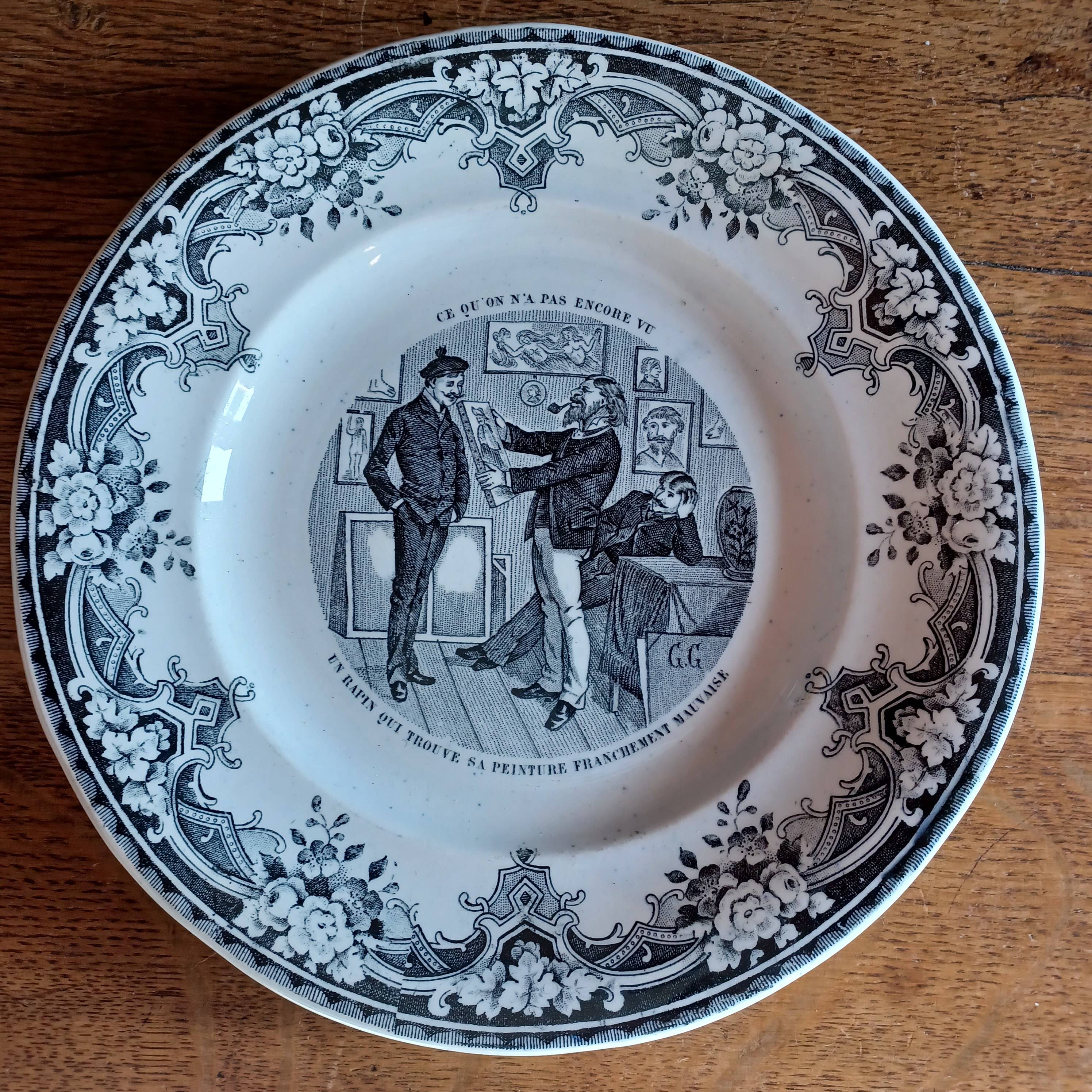 Vends six assiettes parlantes humoristiques "ce qu’on n’a pas encore vu". Creil et Montereau