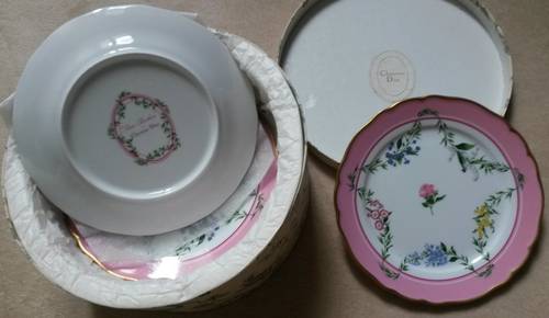 Dior assiettes "porte-bonheur" filet large & épais or fin poli à l’agathe