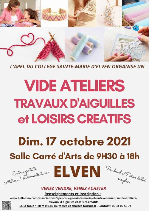 Vide-ateliers "travaux d’aiguilles et loisirs créatifs" Elven