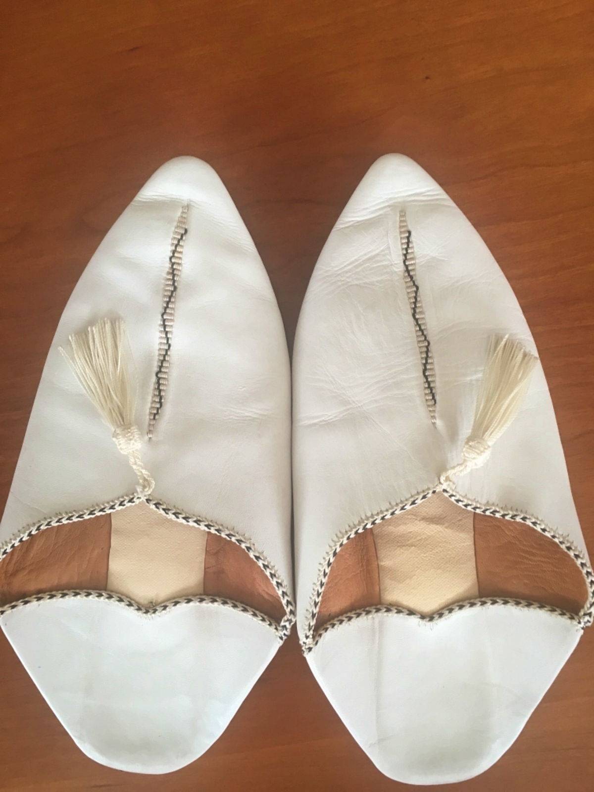 Babouches blanches très peu portées cuir 38