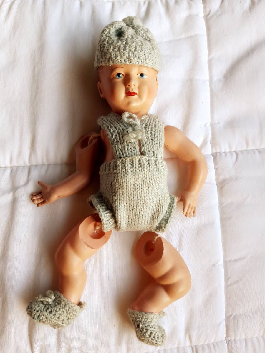 PETITCOLLIN Poupon Baigneur 45cm Vintage Maillot habit d'origine Logo tête d 'aigle dans un triangle - Collection