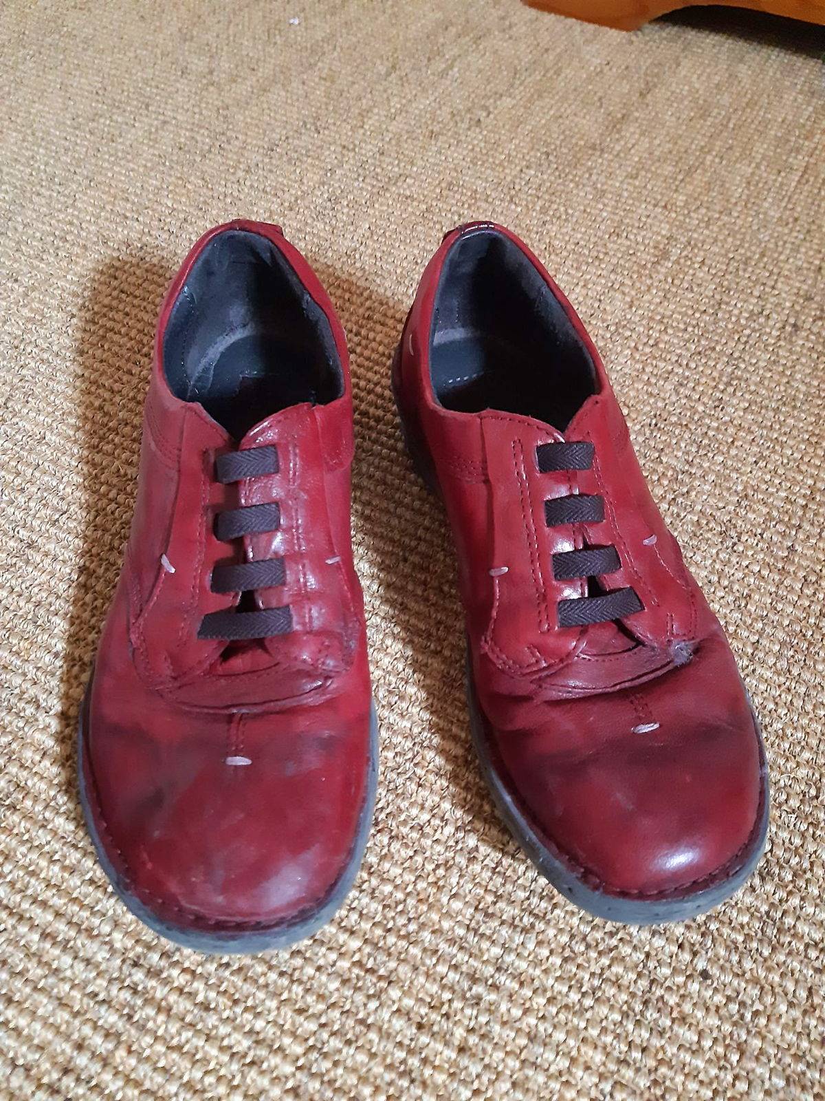 basket cuir rouge femme