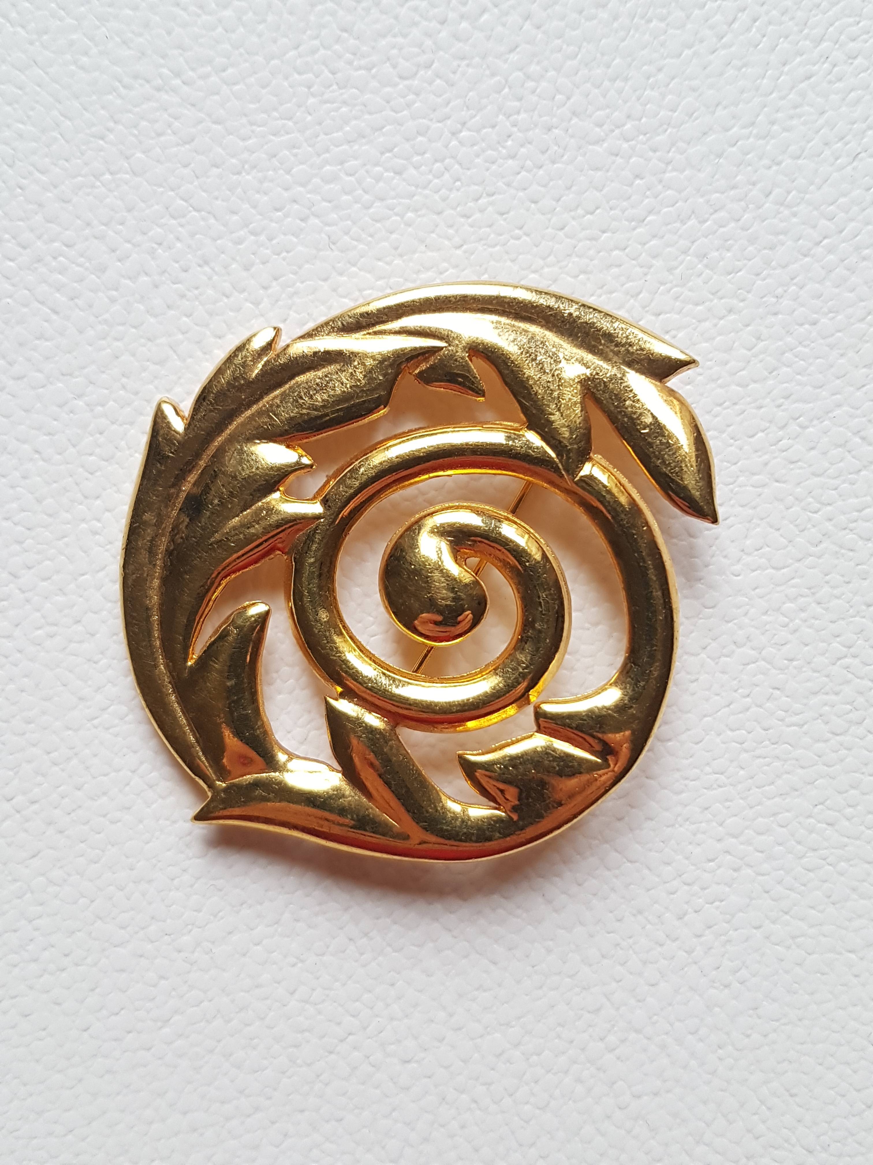 Belle broche Feuille d’Acanthe dorée / vintage Années 90