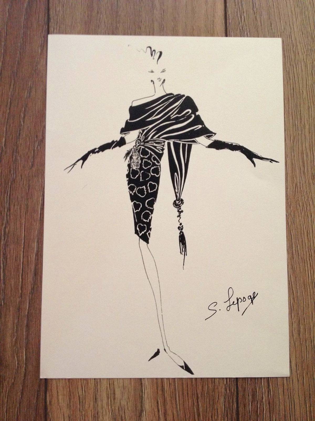 Belle illustration de mode vintage signée S. Lepage