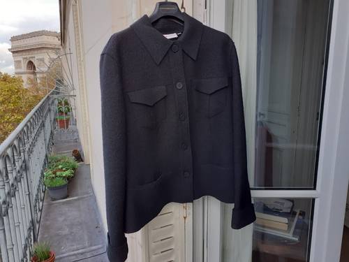 Très belle veste en "laine bouillie " noire "Gérard Pasquier " - Taille 44