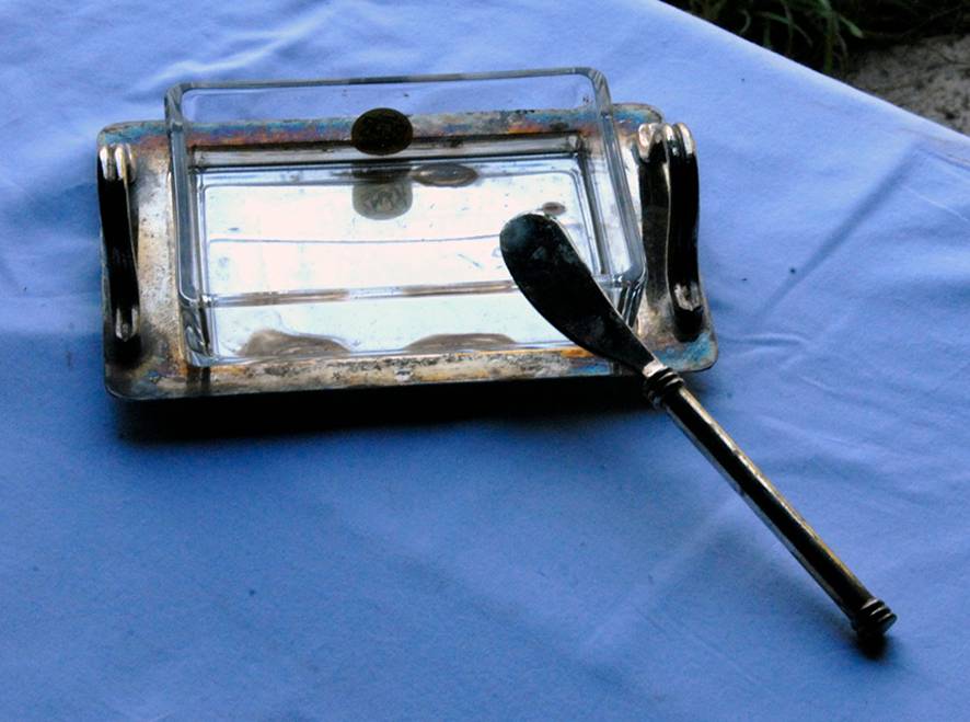 Beurrier RCR en Cristal et Métal avec Couteau