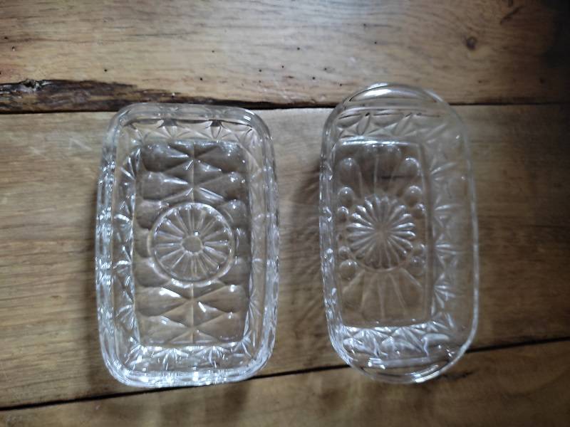 Beurrier ancien verre moulé SV | eBay