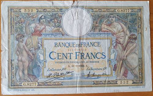 Numismatique - Billet de 100 Francs Français de 1922