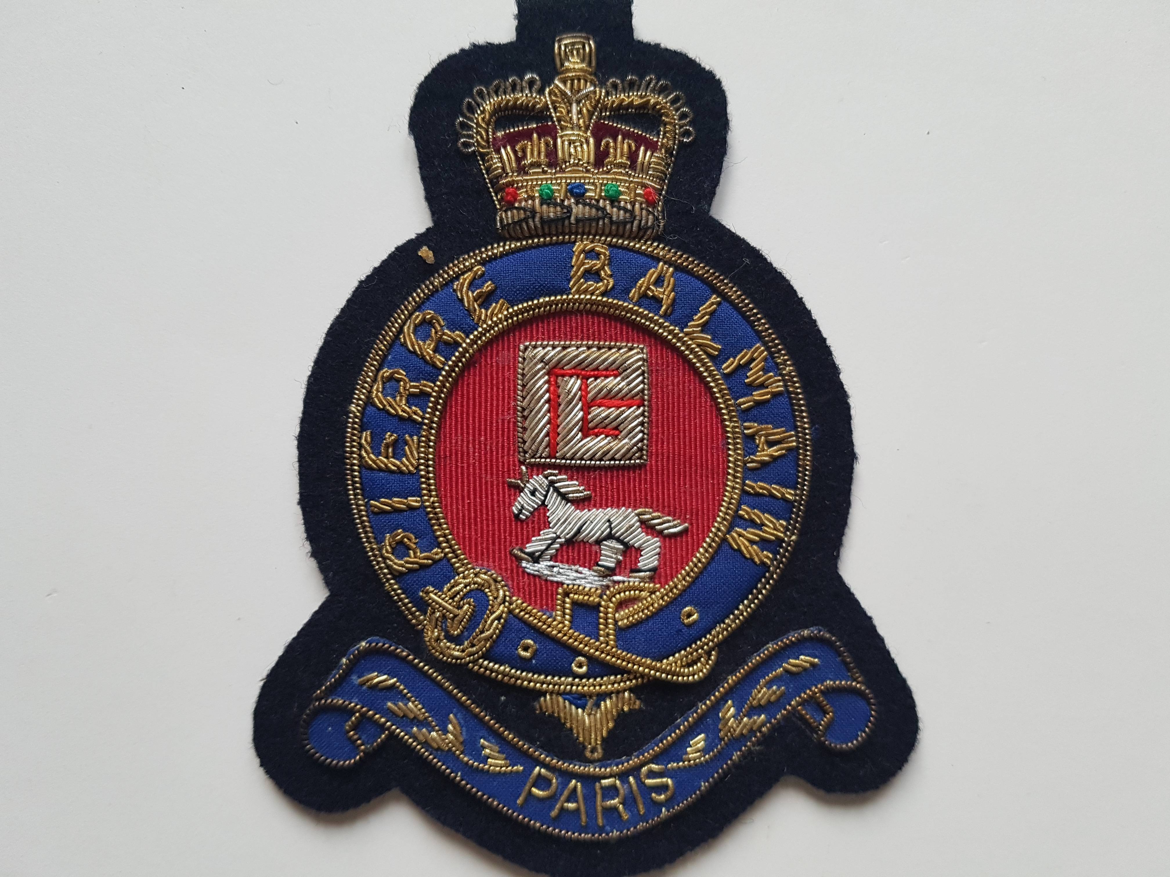 Rare Blason Pierre BALMAIN / Broderie Canetille et jaseron/ Vintage années 80