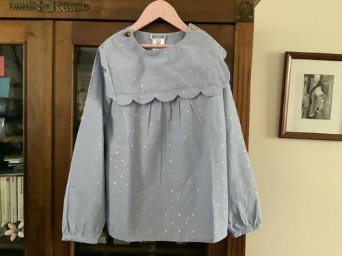 Blouse bleue avec détails dorés Jacadi 12ans , neuve sans étiquette