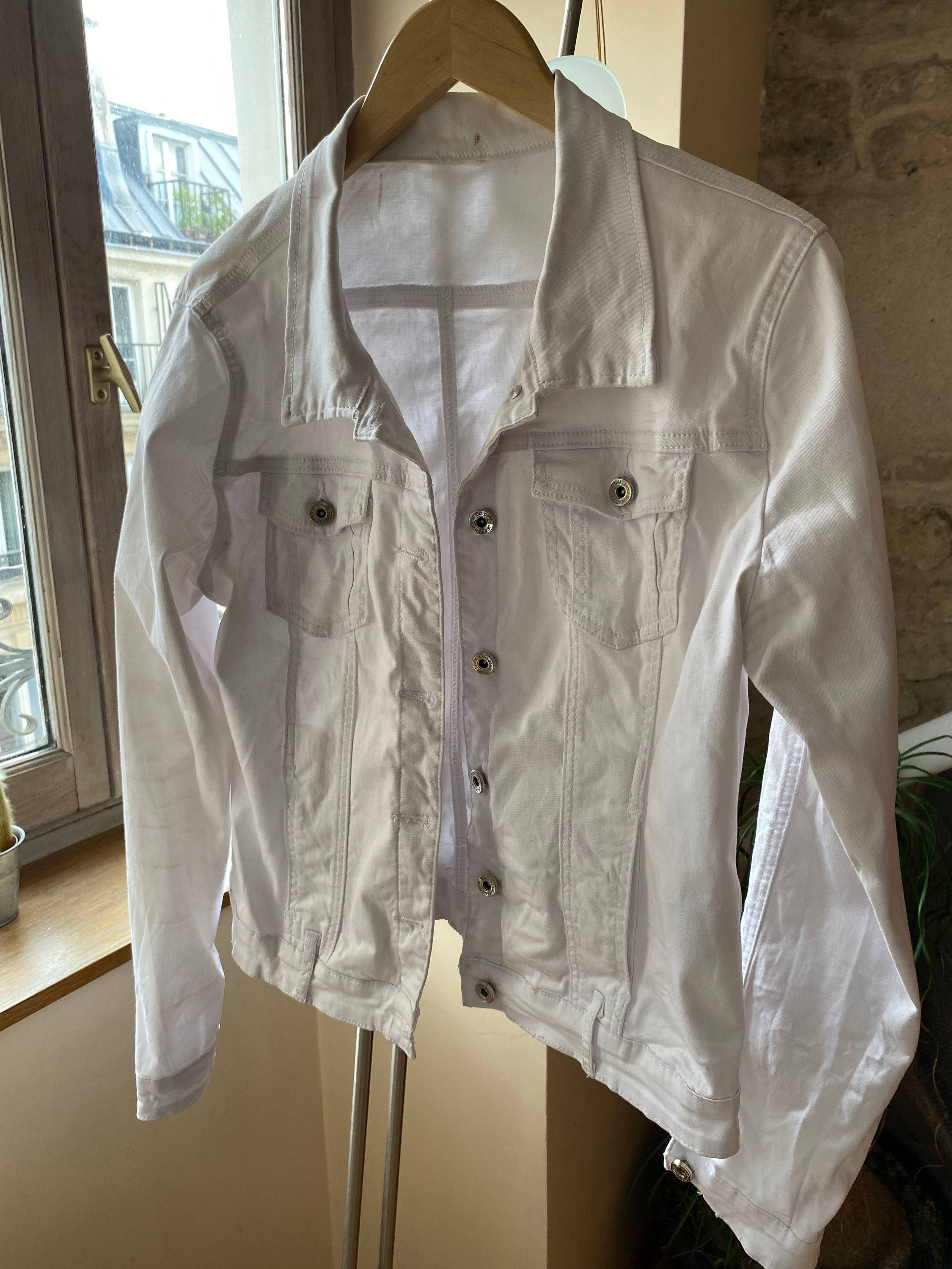 Vends blouson en coton blanc, chic et sport - Taille XL