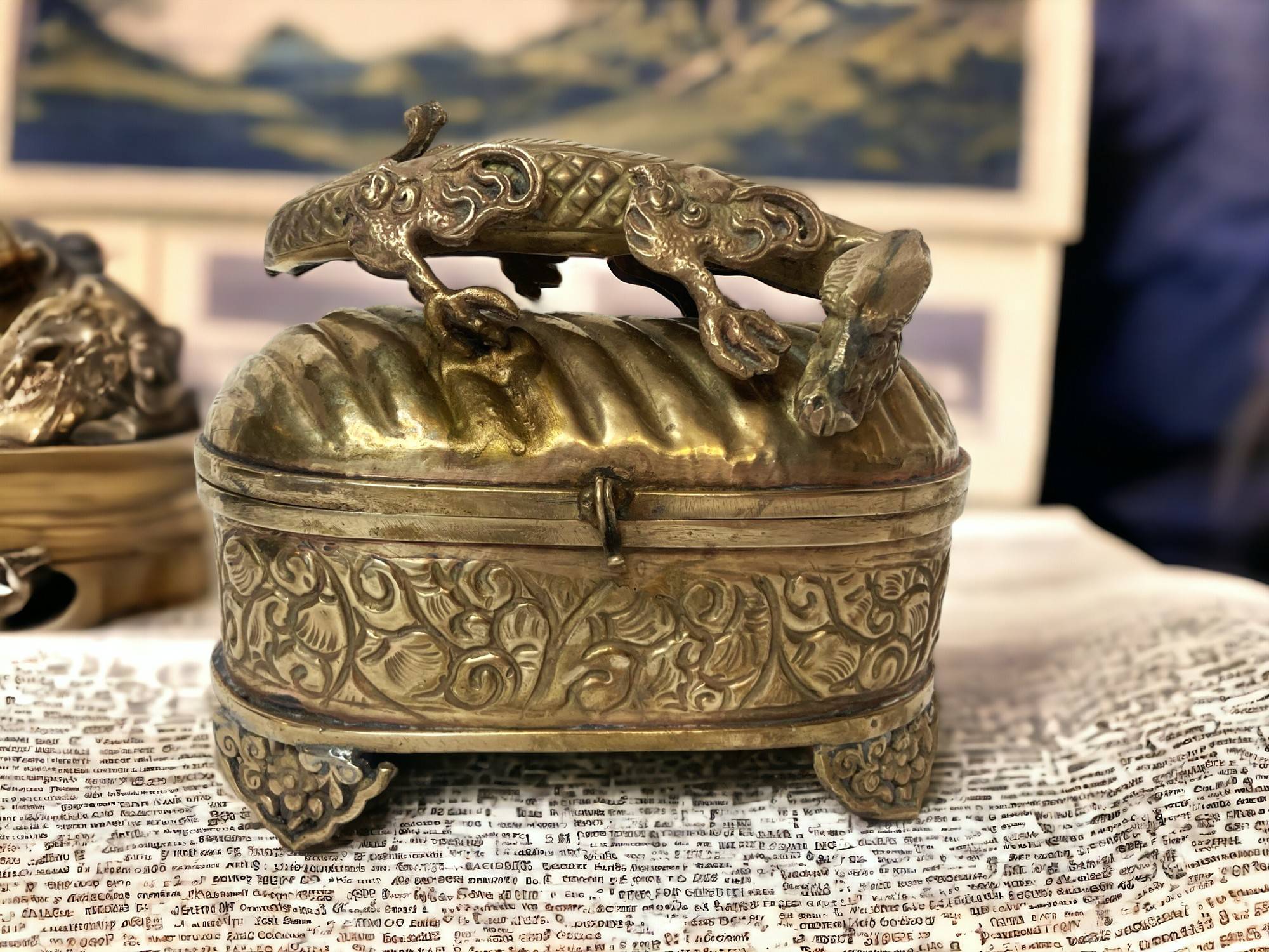 Balance à Bijoux Antique En Laiton Avec Poids - 100 Grammes, Plateau 7 Cm