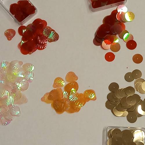 Lot de 5 boites de sequins coquille saint jacques et rondelles