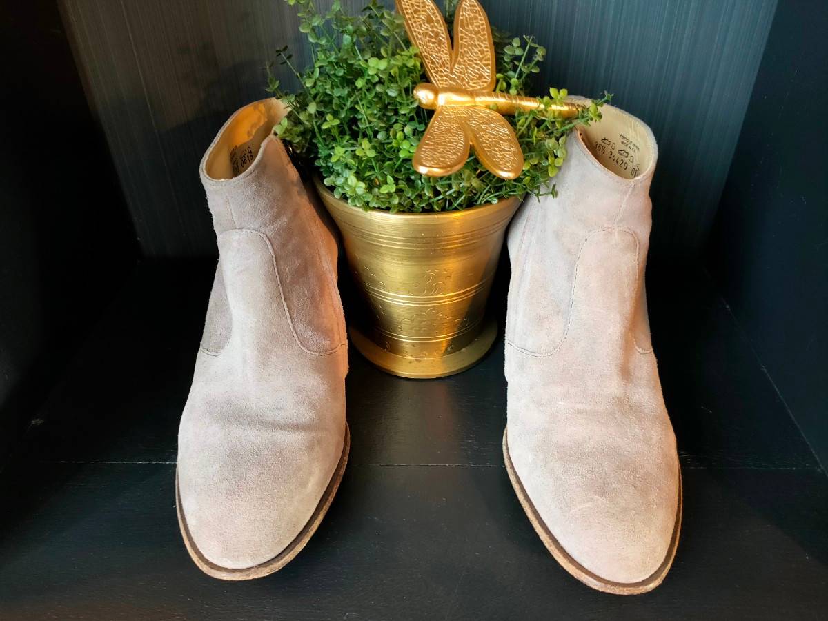 Bottines FRELANCE 36.5 DAIM gris taupe poudrée