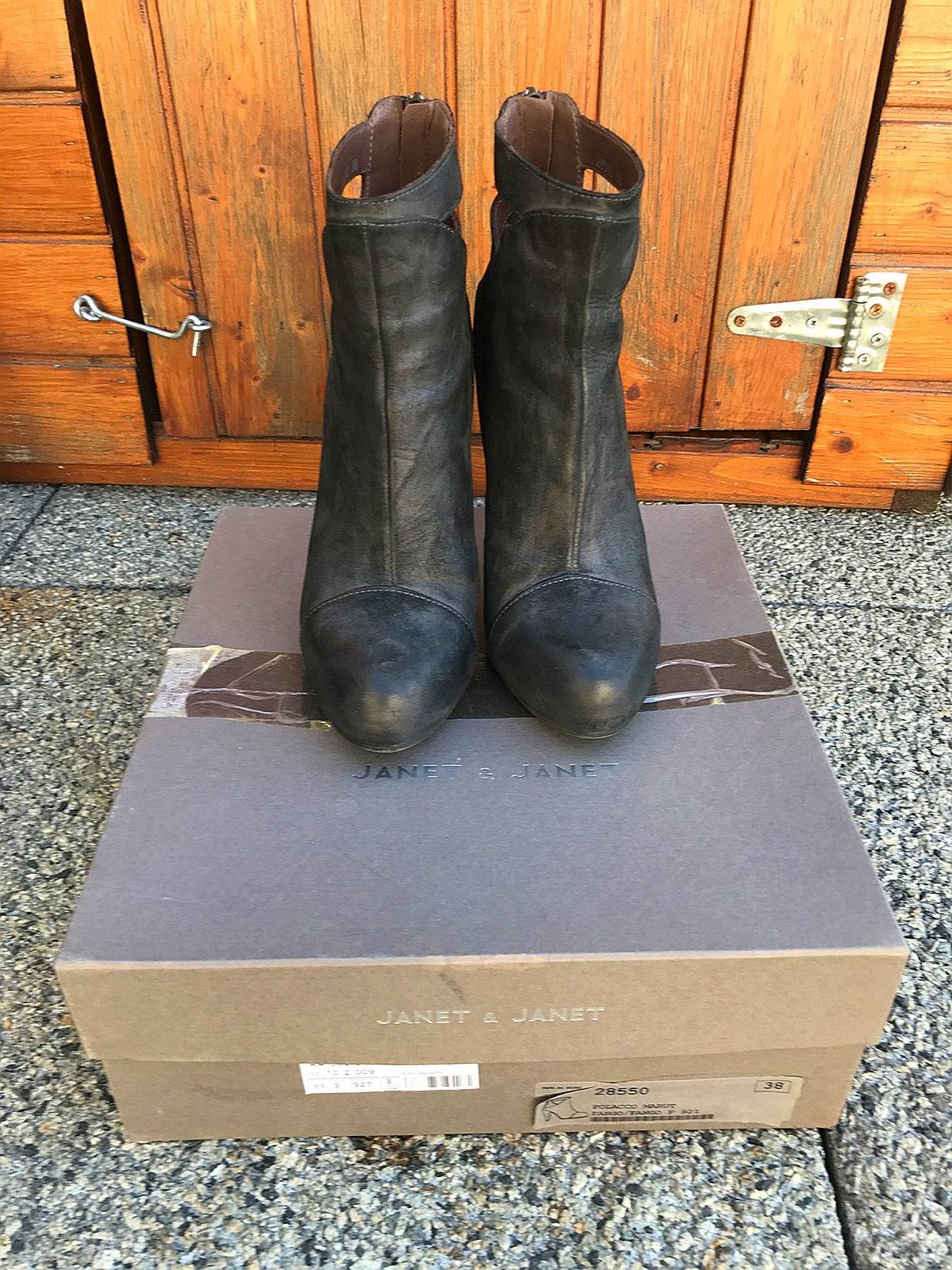 Bottines à talons en cuir noir taille 38