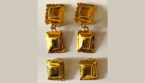 Boucles d’oreille dorées à clip, en forme de raviolis, un cadeau très original !