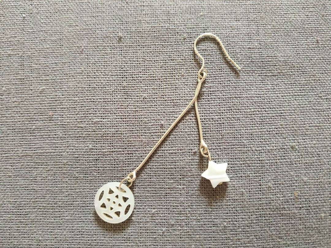 Boucles d’oreilles fils d’argent et nacre