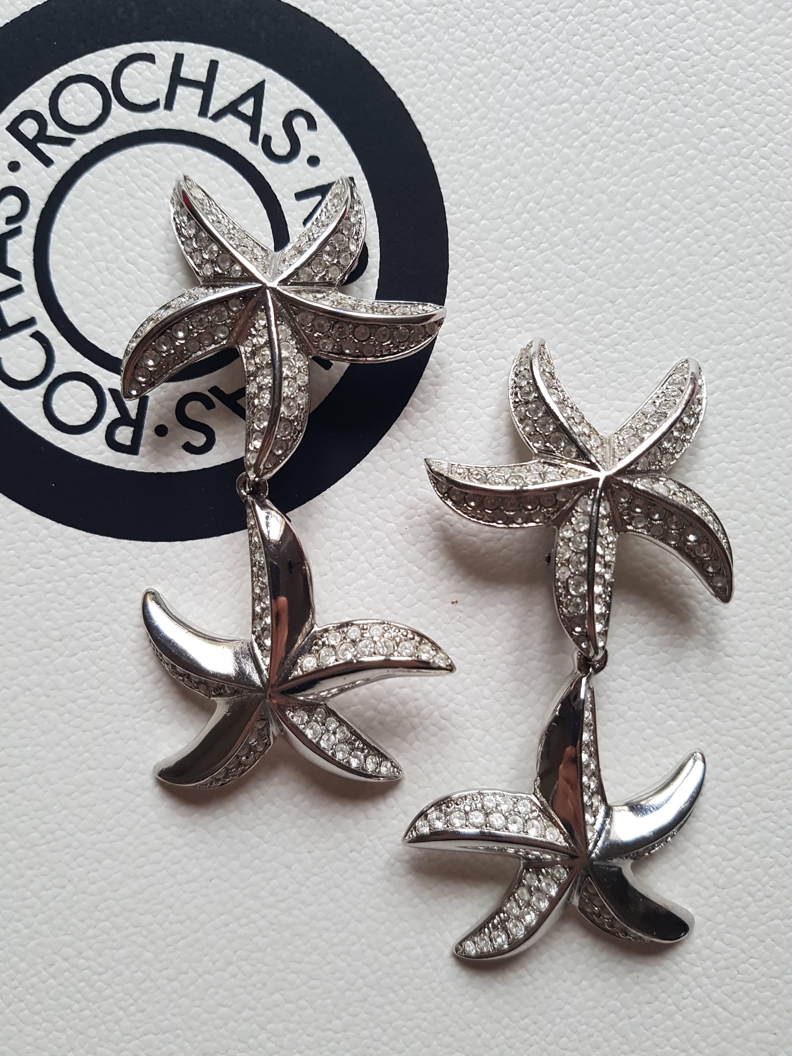 Très belles Boucles d’oreilles Etoiles ROCHAS / vintage Années 80