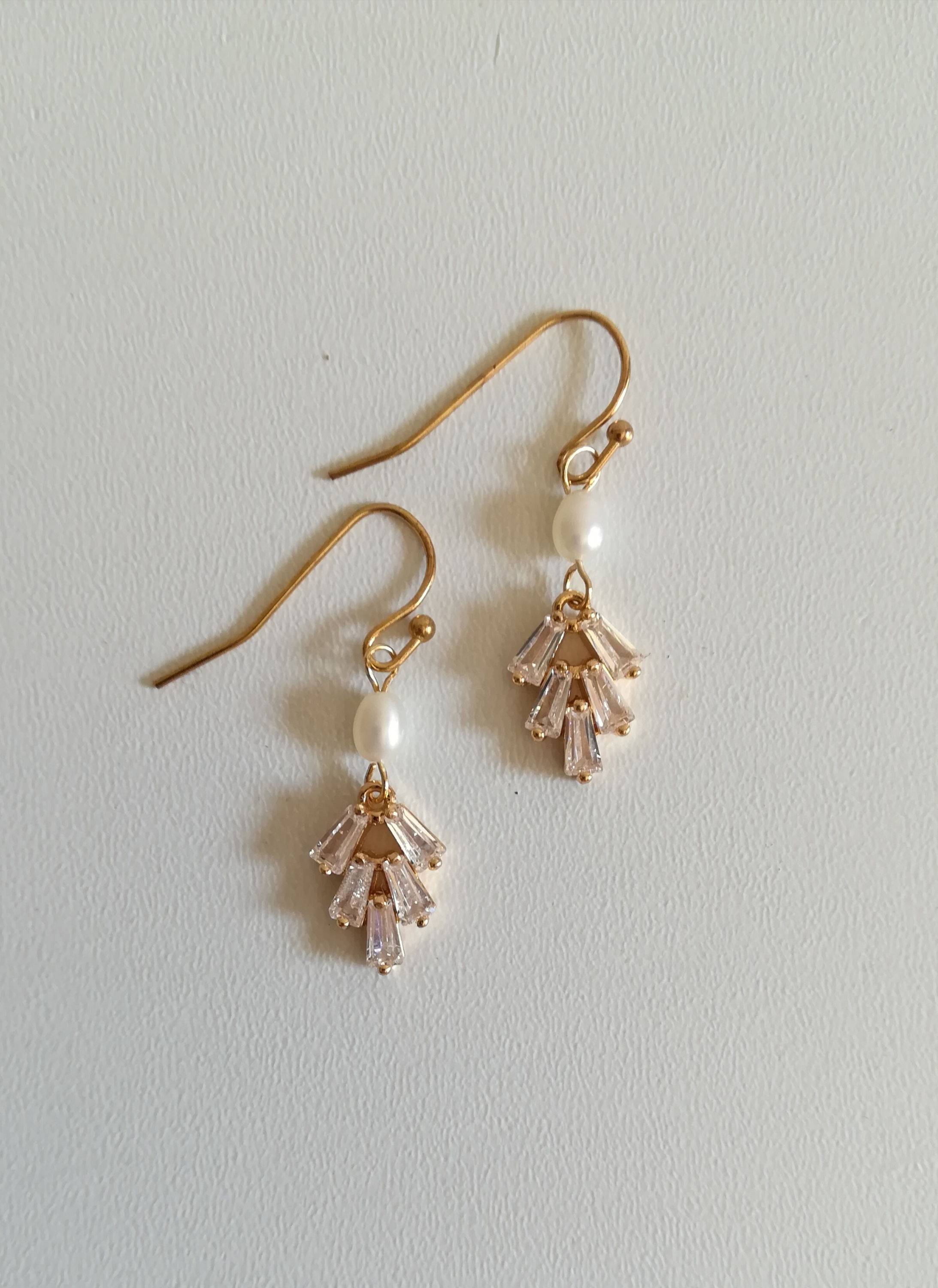 Boucles d’oreilles pendants plaquées or pour mariage et cérémonie