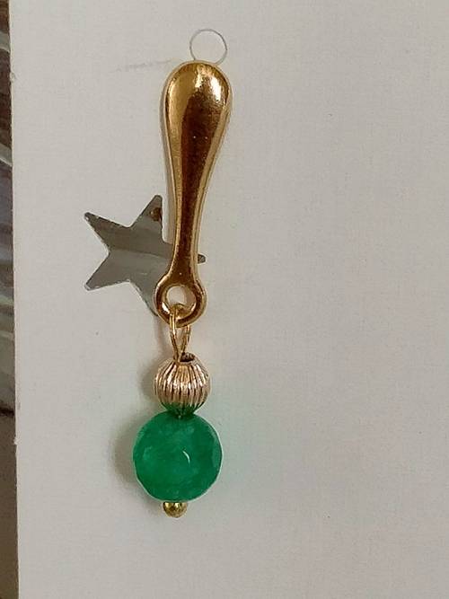 Boucles d’oreilles perle d’émeraude plaqué or clip ou autre
