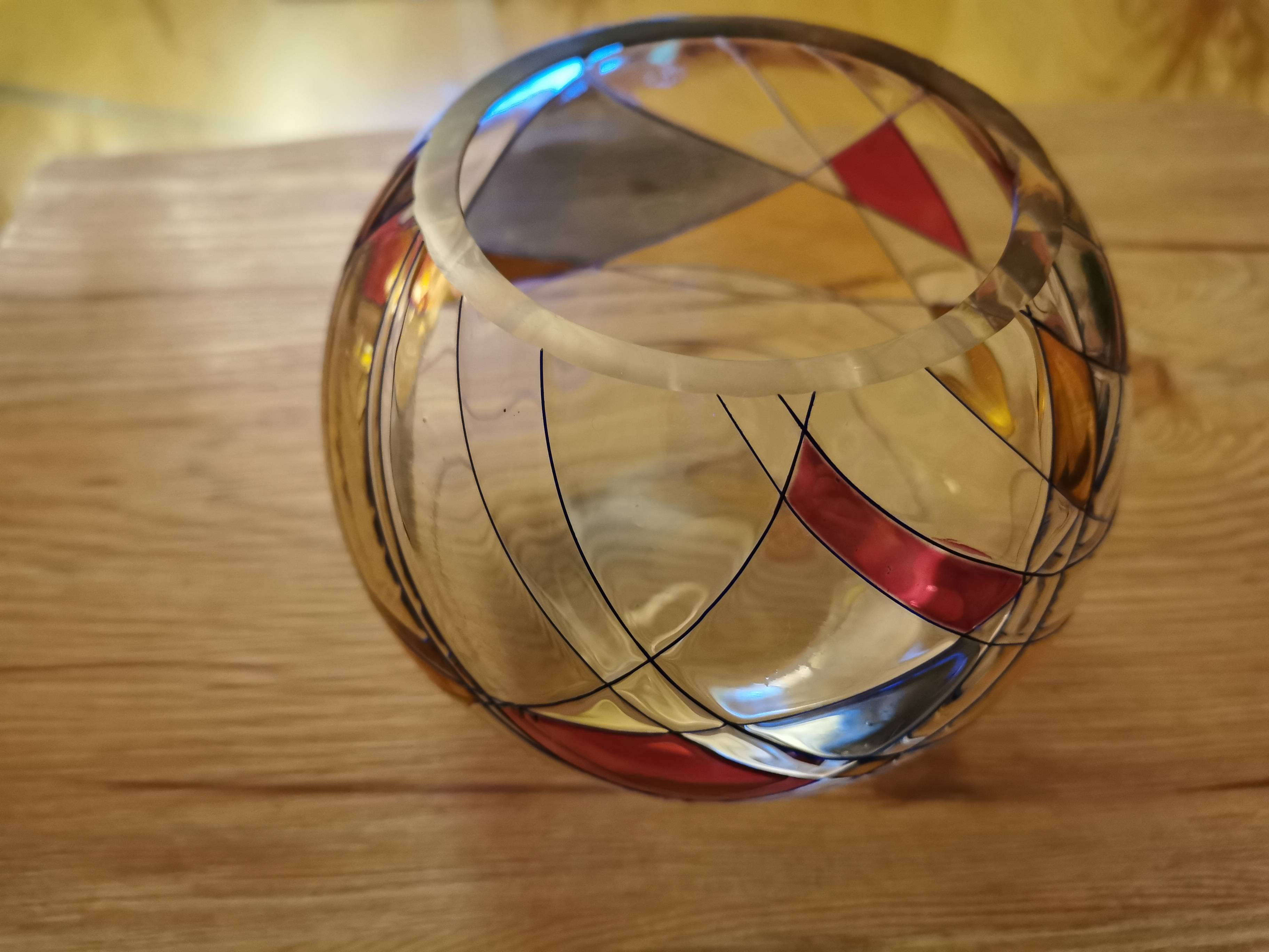 Vase En Verre Dégradé Multicolore à Facettes Géométriques - Décoration Moderne