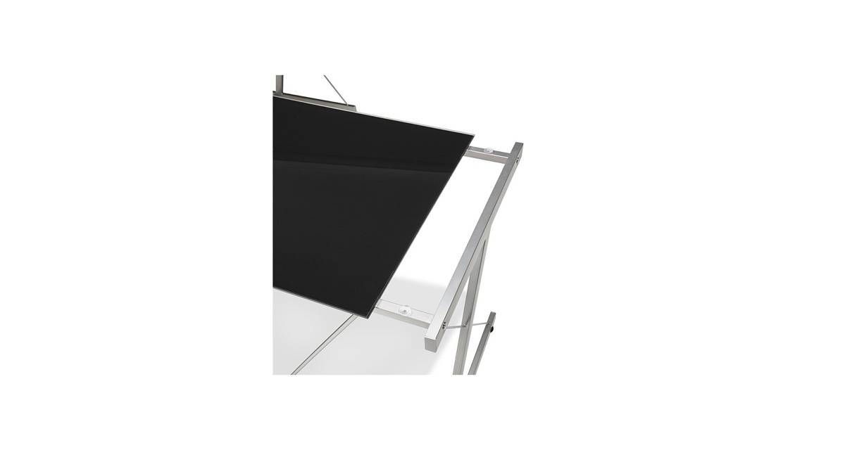 Grand Bureau D'angle Noir – Structure Métal Et Plateau Verre – 160x60x75 Cm