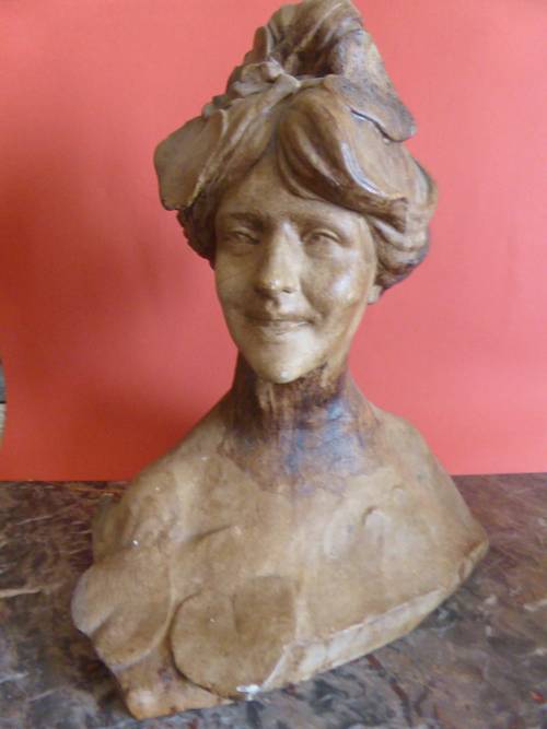 Buste de femme en plâtre type la Goulue - Art Nouveau