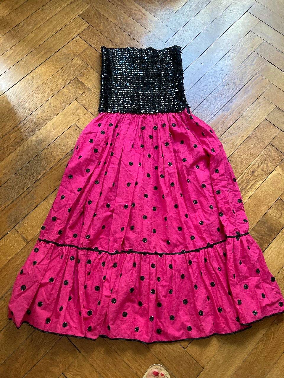 Robe bustier rose et noire habillée - Taille S