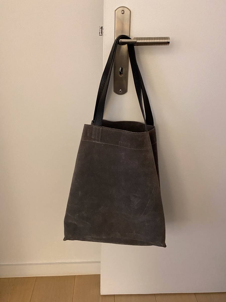 Sac cabas croûte cuir gris
