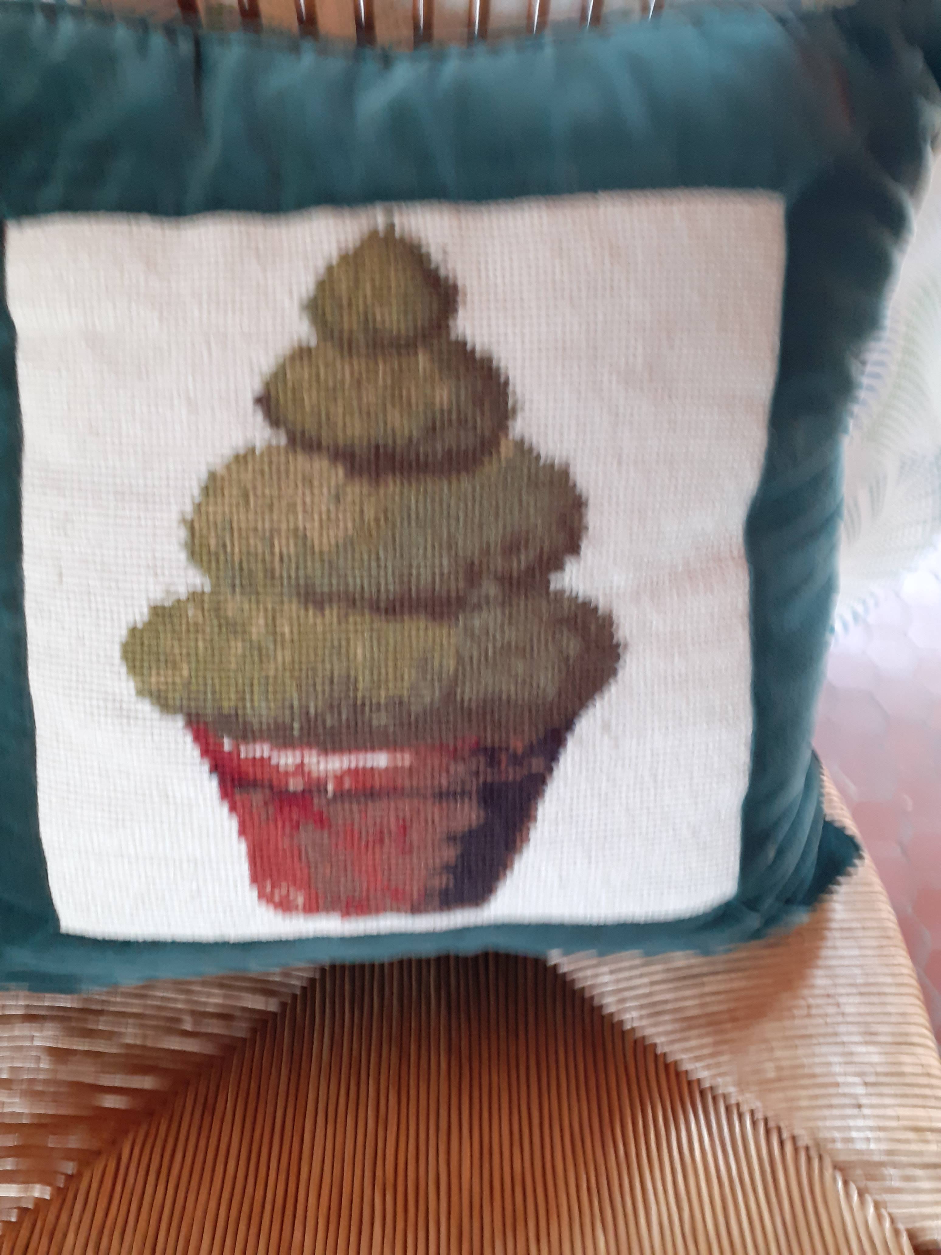 Paire de coussins / Velours VERT / Sapins