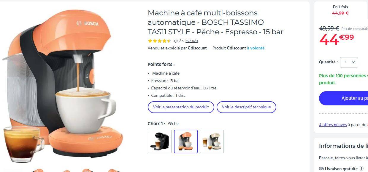 Cafetière Bosch Tassimo neuve modèle Happy