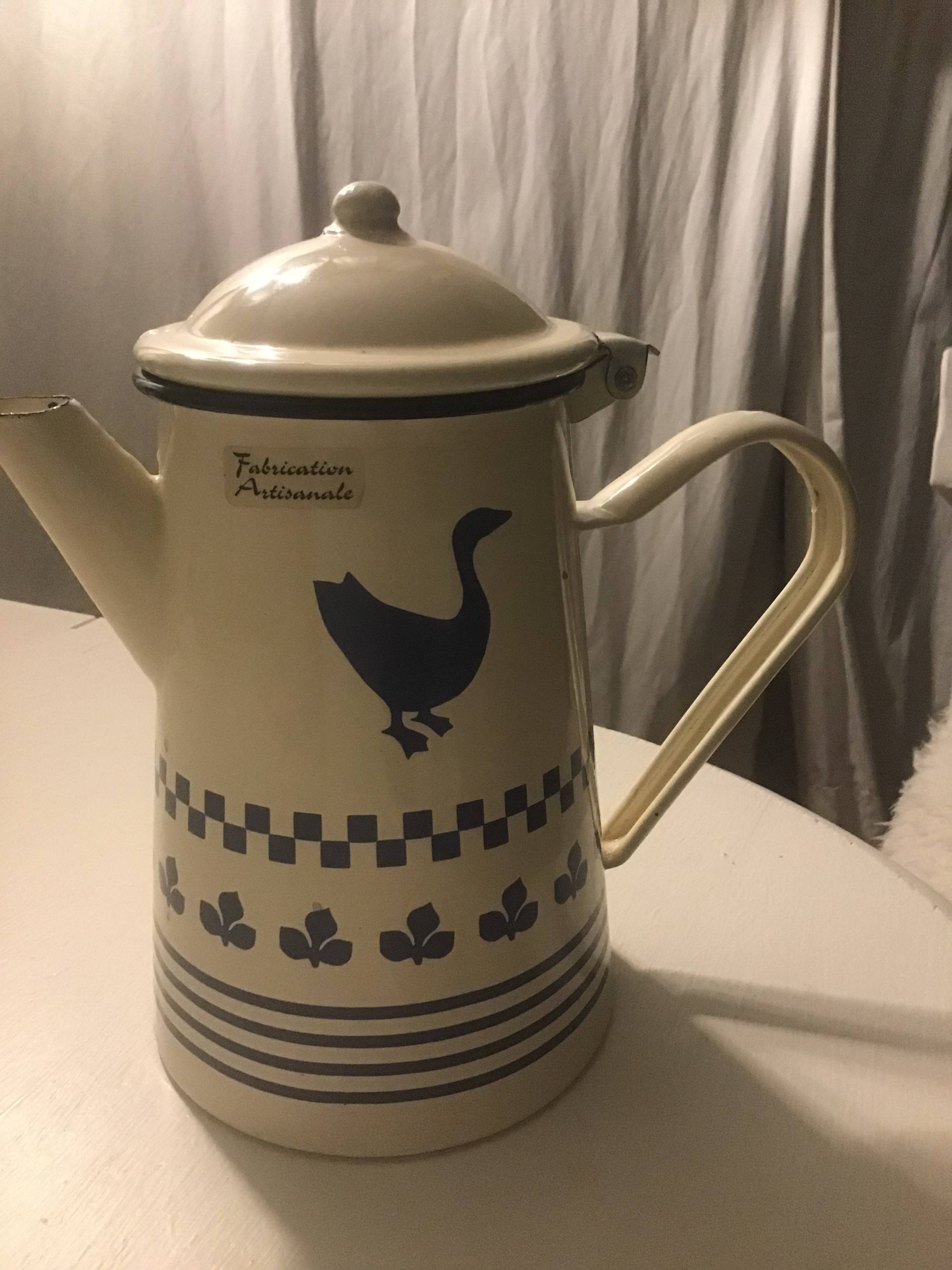 Cafetière Céramique Jaune Geneviève Lethu - Vintage, Très Bon état