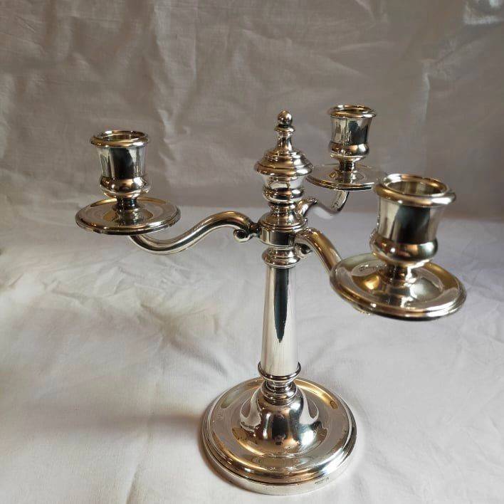 Candélabre 3 Bras Argenté Signé BMFN – Poinçon – Style Allemand
