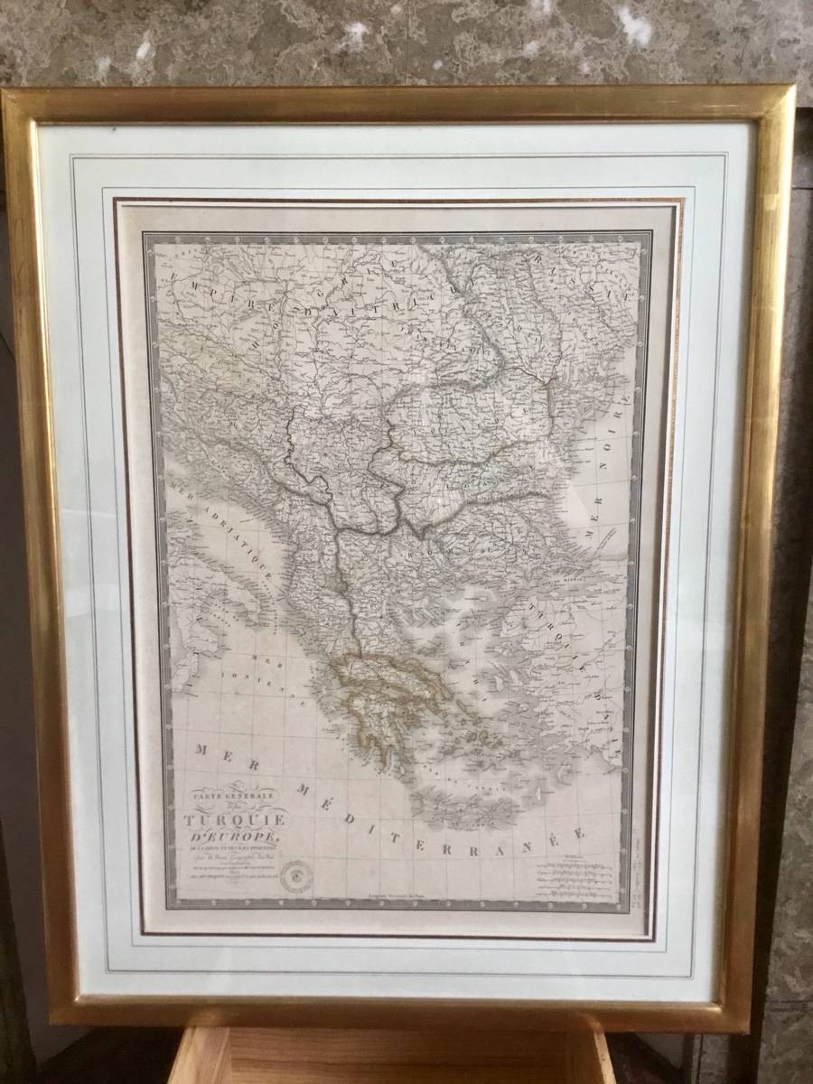 Carte géographique du 19ème siècle- Turquie d’Europe, Grèce et îles ioniennes