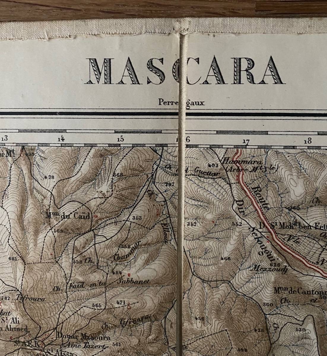 Carte topographique Algérie Fin XIXe. (1884) Mascara Région de