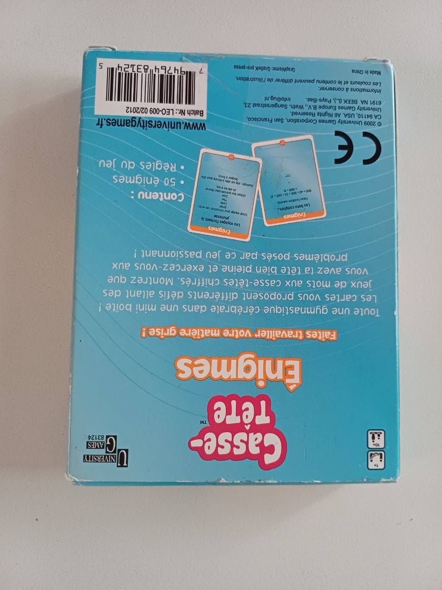 Jeux de cartes casse-tête : énigmes