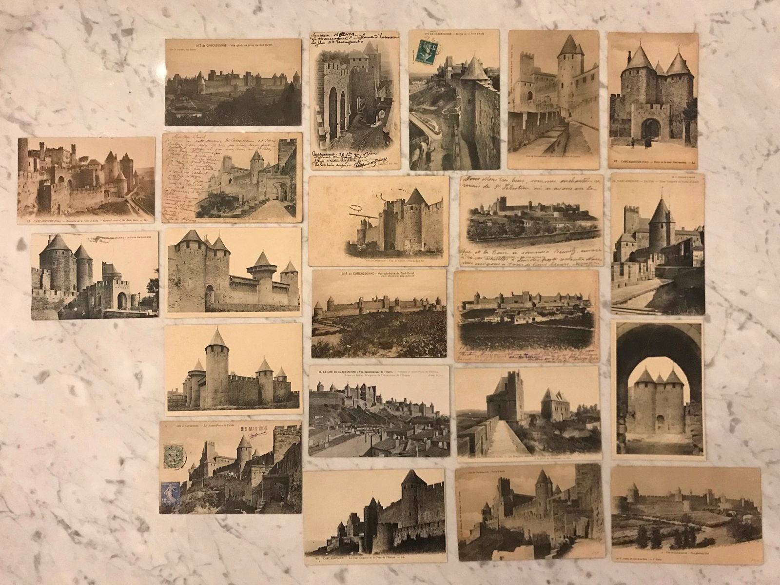 Lot de 22 cartes postales anciennes - Carcassonne (Aude)