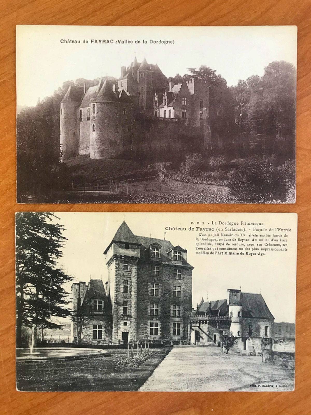 2 cartes postales anciennes : Château de Fayrac (Dordogne)